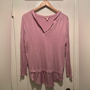 Juicy Couture Light Lavender Embellished V-Neck Tunic Lightweight Silky Hoodie L